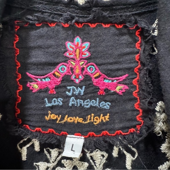 Johnny Was Tulia Embroidered Cardigan Open Front Women's Large Black Cream - Picture 8 of 15